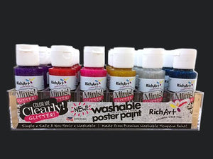 Richart 24-Count Washable Glitter Paints in tray