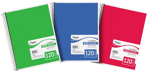 Mead 3-Subject Wide Ruled Notebook