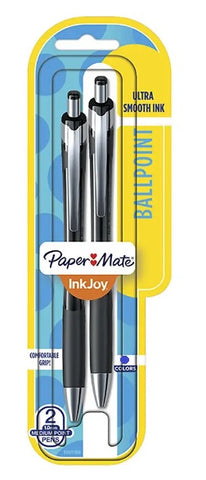 Inkjoy 700RT 2-Count Blue Ink Pens, Black Barrel