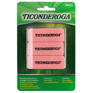 Ticonderoga 3-Count Pink Beveled Erasers